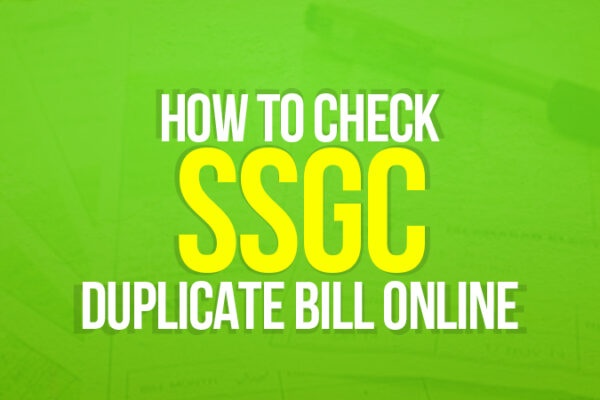 Check SSGC Duplicate Bill