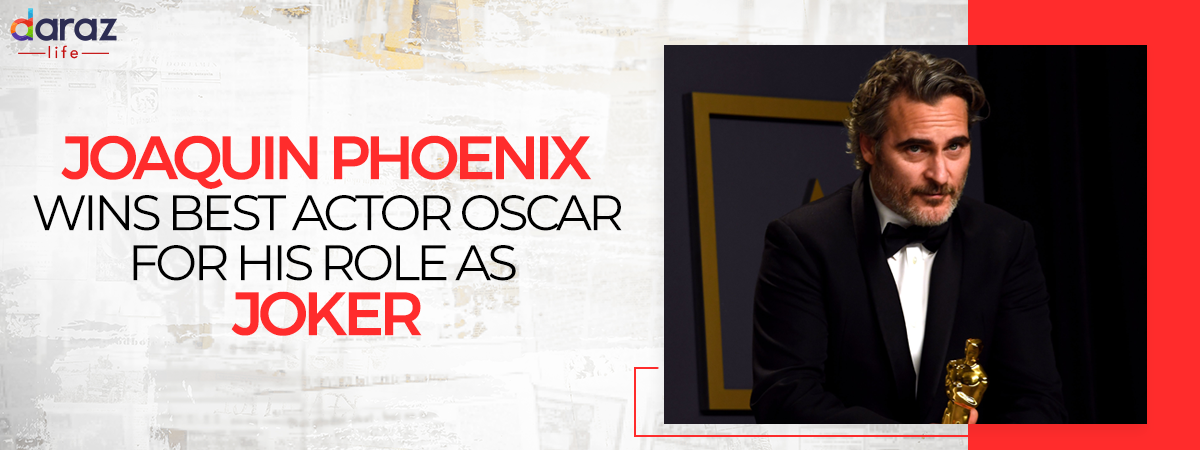  Joaquin Phoenix Accepts Best Actor Oscar Award for His Role as JOKER