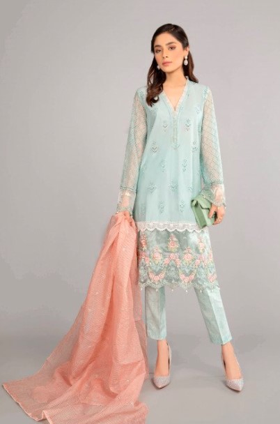 maria b icy blue three piece suit 