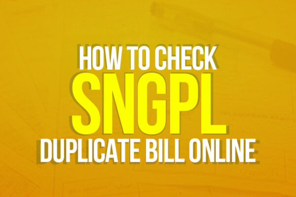 Check SNGPL Duplicate Bill Online