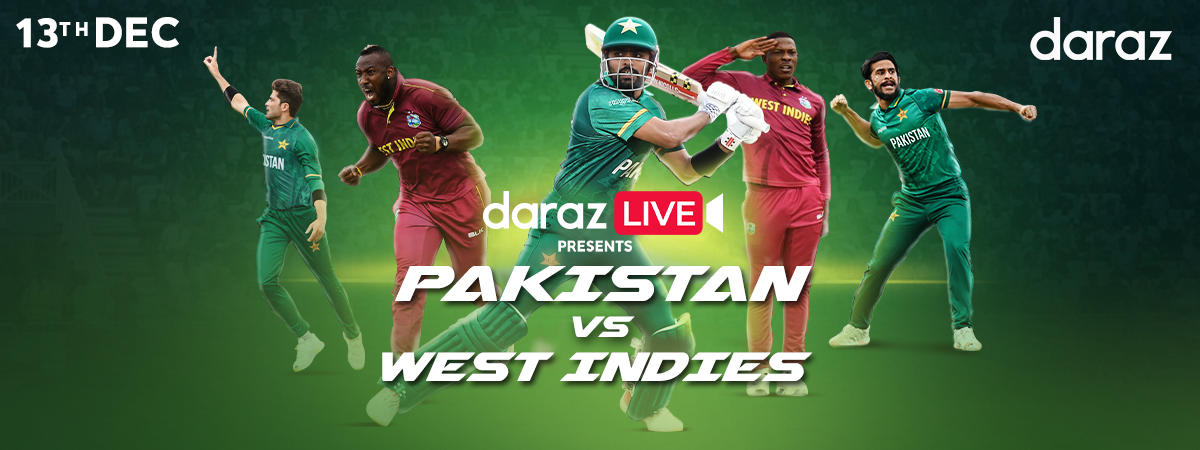 Watch Pakistan vs West Indies Series on Daraz Live!