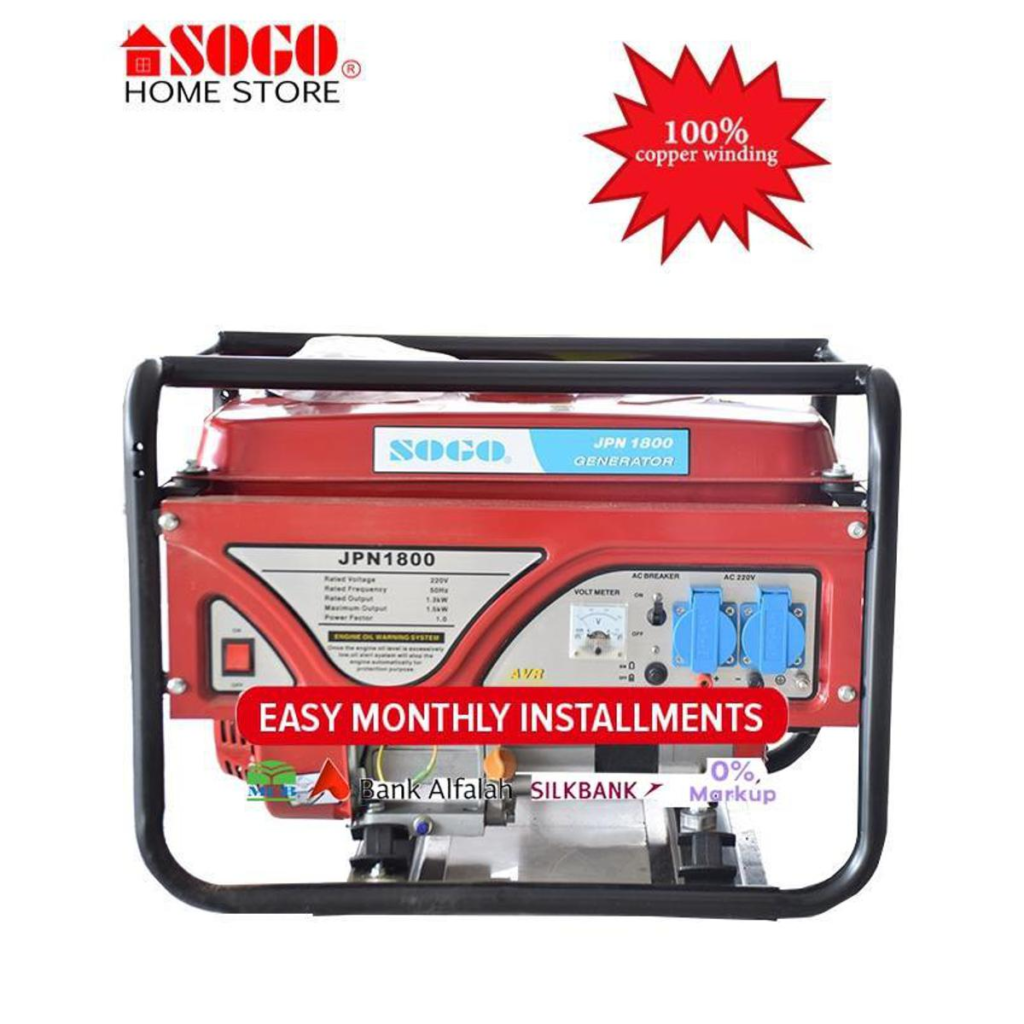 Sogo Jpn 1800 Recoil Start 1.5 Kva Petrol &Gas Generator