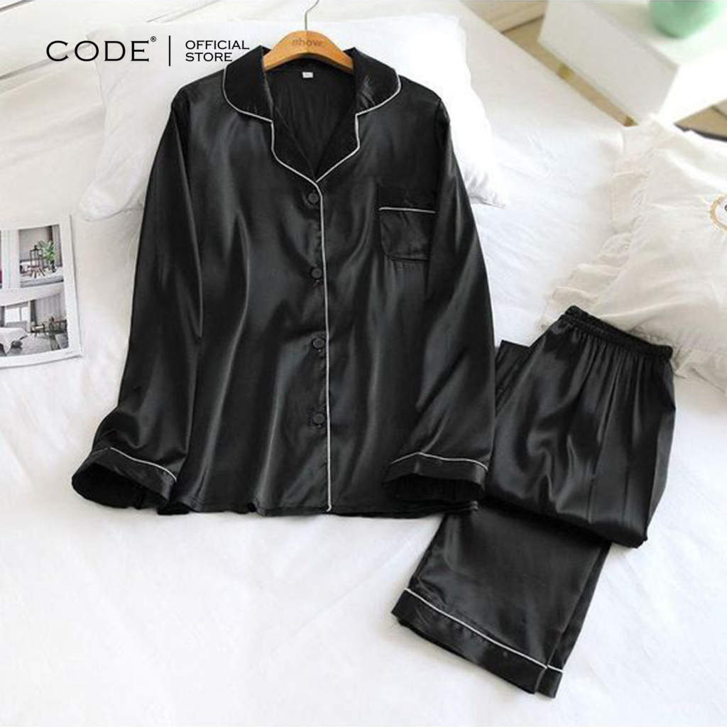 Code Plain Silk Night Suit For Women