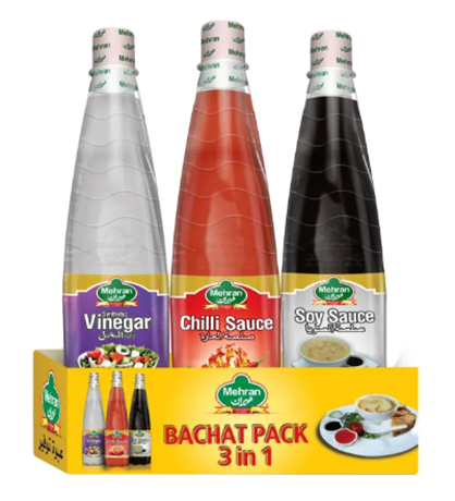 2. Pack Of 3 Vinegar, Chilli Sauce & Soya Sauce - 2400 Ml