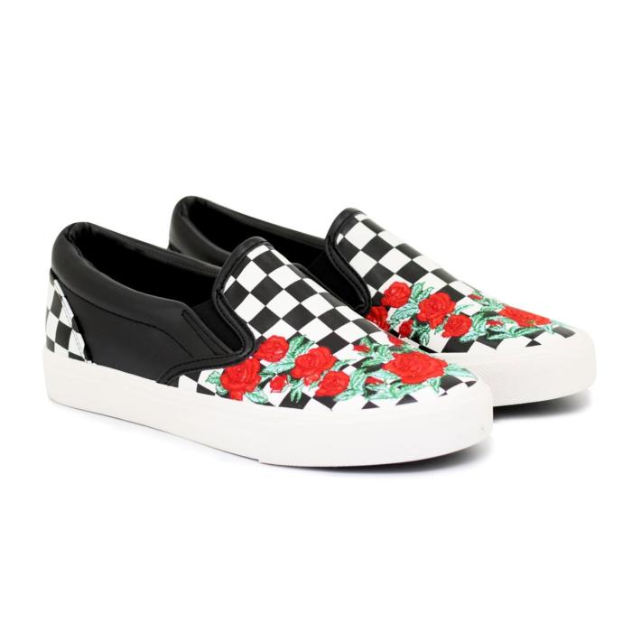 Floral Checkered Sneakers
