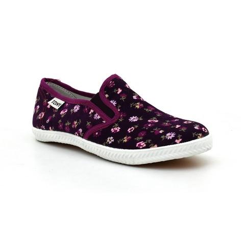 Black & Purple Floral Canvas Shoes