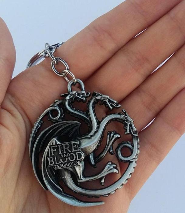  House Targaryen 3 Dragons Metal Keychain