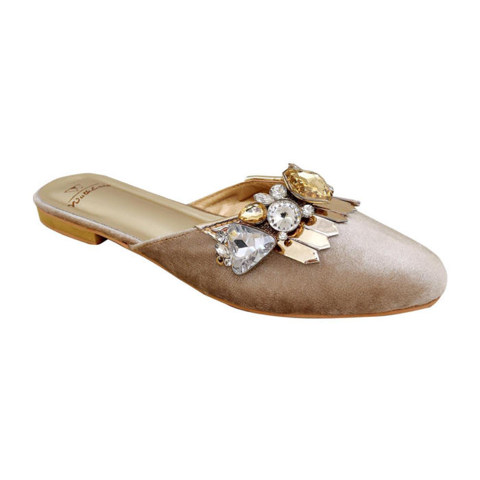 Golden Embellished Mules