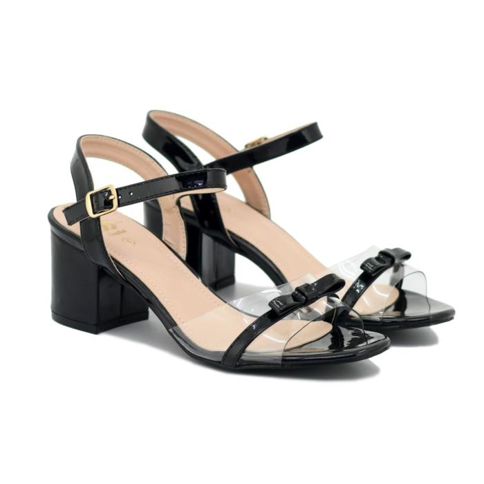 Black Bow Block Heels